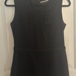 Tahari Black Ruffle-Neck Sleeveless Midi Dress